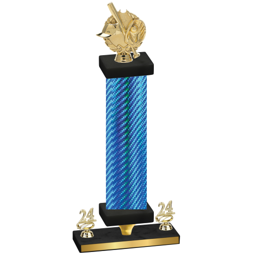 Premium Single Blue Carbon Fiber Year Baseball Trophy