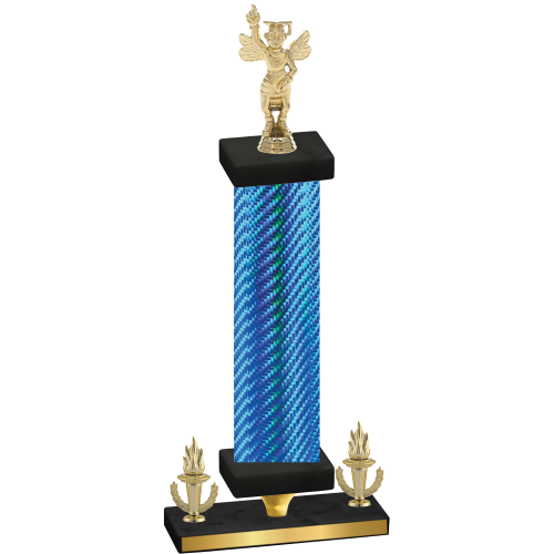 Premium Single Blue Carbon Fiber Victory Academics Trophy