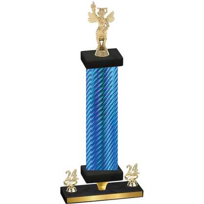 Premium Single Blue Carbon Fiber Year Academics Trophy