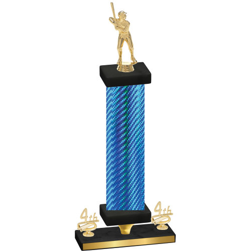 Premium Single Blue Carbon Fiber Fourth Place Baseball Trophy