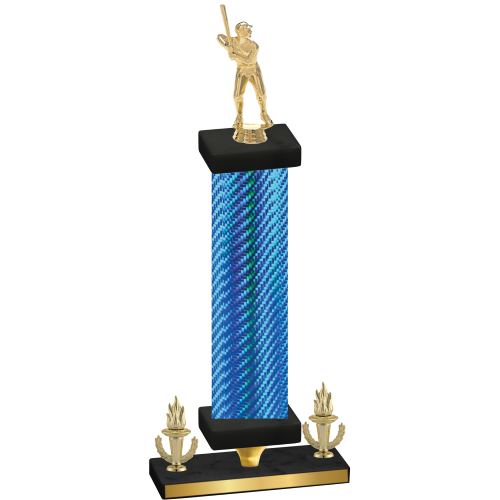 Premium Single Blue Carbon Fiber Victory Baseball Trophy
