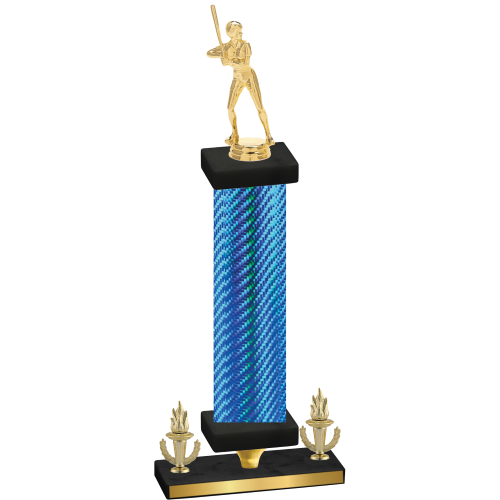 Premium Single Blue Carbon Fiber Victory Softball Trophy