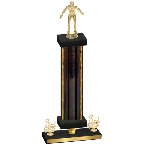 Premium Single Black Glacier Third Place Wrestling Trophy