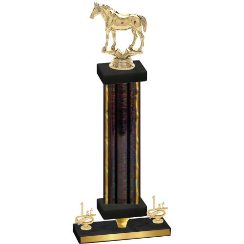 Premium Single Black Glacier First Place Horses Trophy
