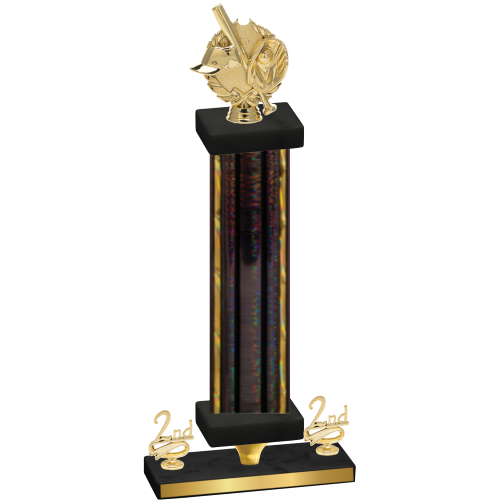 Premium Single Black Glacier Second Place Baseball Trophy