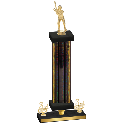 Premium Single Black Glacier Third Place Baseball Trophy