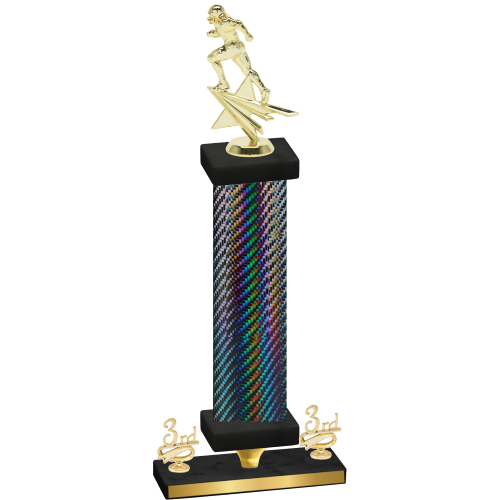 Premium Single Black Carbon Fiber Third Place Football Trophy
