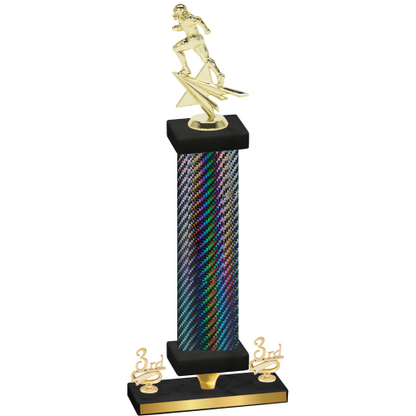 Premium Single Black Carbon Fiber Third Place Football Trophy