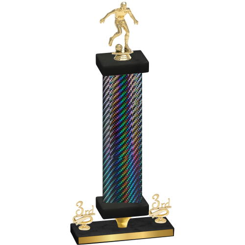 Premium Single Black Carbon Fiber Third Place Soccer Trophy