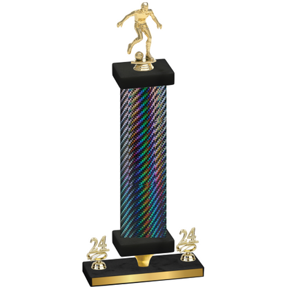 Premium Single Black Carbon Fiber Year Soccer Trophy