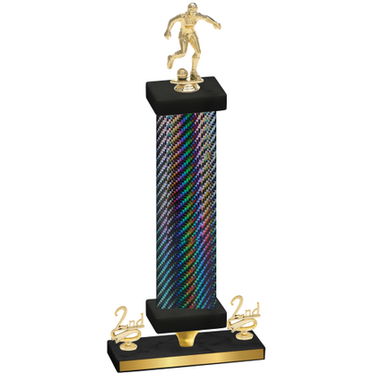 Premium Single Black Carbon Fiber Second Place Soccer Trophy