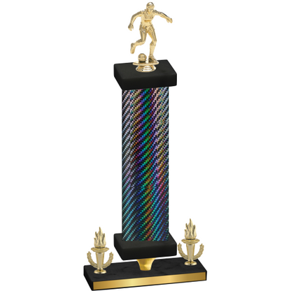 Premium Single Black Carbon Fiber Victory Soccer Trophy