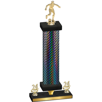 Premium Single Black Carbon Fiber Year Soccer Trophy