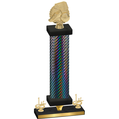 Premium Single Black Carbon Fiber First Place Soccer Trophy