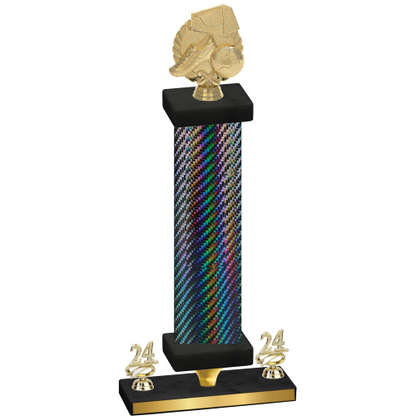 Premium Single Black Carbon Fiber Year Soccer Trophy