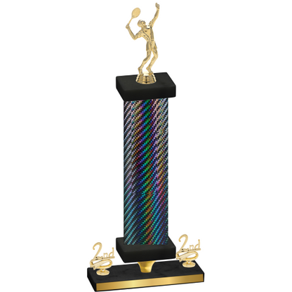 Premium Single Black Carbon Fiber Second Place Tennis Trophy