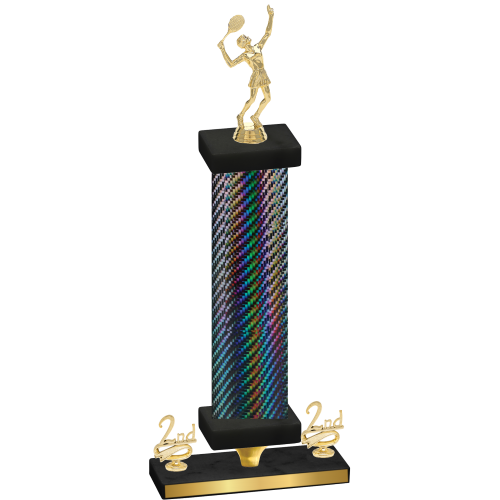 Premium Single Black Carbon Fiber Second Place Tennis Trophy