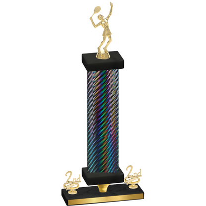 Premium Single Black Carbon Fiber Second Place Tennis Trophy
