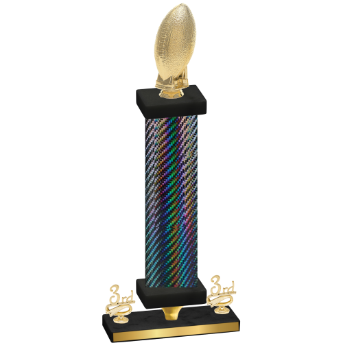 Premium Single Black Carbon Fiber Third Place Football Trophy