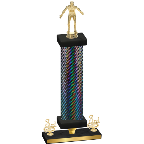Premium Single Black Carbon Fiber Third Place Wrestling Trophy