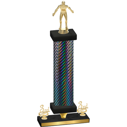 Premium Single Black Carbon Fiber Third Place Wrestling Trophy