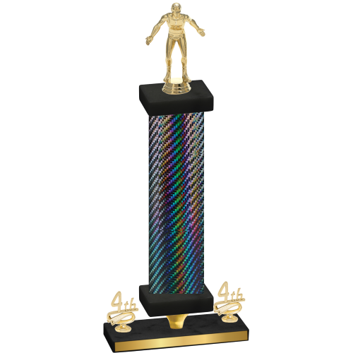 Premium Single Black Carbon Fiber Fourth Place Wrestling Trophy