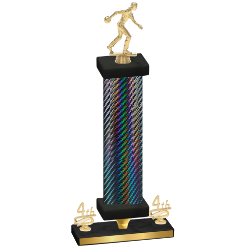 Premium Single Black Carbon Fiber Fourth Place Bowling Trophy