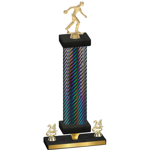 Premium Single Black Carbon Fiber Year Bowling Trophy