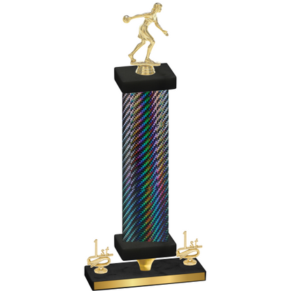 Premium Single Black Carbon Fiber First Place Bowling Trophy