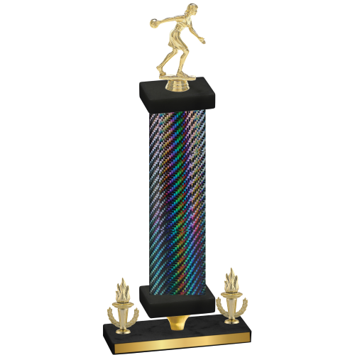 Premium Single Black Carbon Fiber Victory Bowling Trophy
