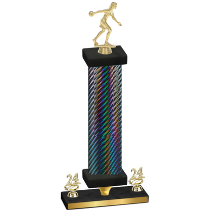 Premium Single Black Carbon Fiber Year Bowling Trophy