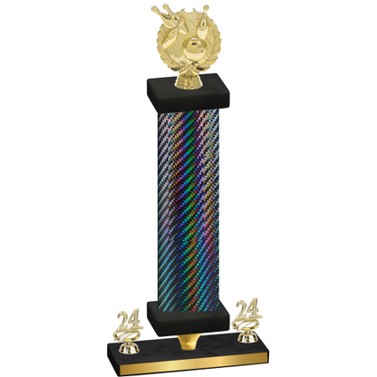Premium Single Black Carbon Fiber Year Bowling Trophy