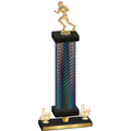 Premium Single Black Carbon Fiber Third Place Football Trophy