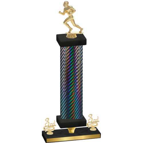 Premium Single Black Carbon Fiber Third Place Football Trophy