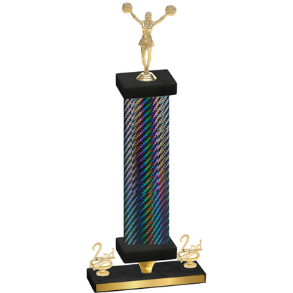 Premium Single Black Carbon Fiber Second Place Cheerleading Trophy