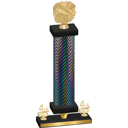 Premium Single Black Carbon Fiber Fourth Place Cheerleading Trophy