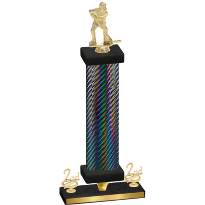 Premium Single Black Carbon Fiber Second Place Hockey Trophy
