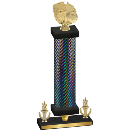 Premium Single Black Carbon Fiber Victory Basketball Trophy