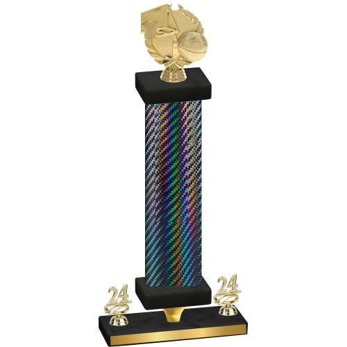 Premium Single Black Carbon Fiber Year Basketball Trophy