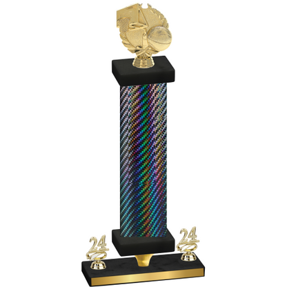 Premium Single Black Carbon Fiber Year Basketball Trophy