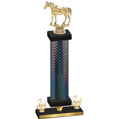 Premium Single Black Carbon Fiber Second Place Horses Trophy