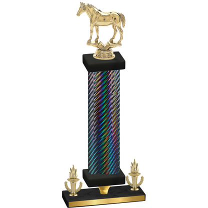 Premium Single Black Carbon Fiber Victory Horses Trophy