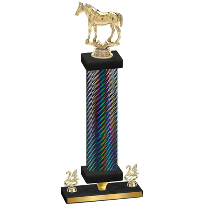 Premium Single Black Carbon Fiber Year Horses Trophy