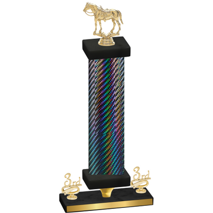 Premium Single Black Carbon Fiber Third Place Horses Trophy