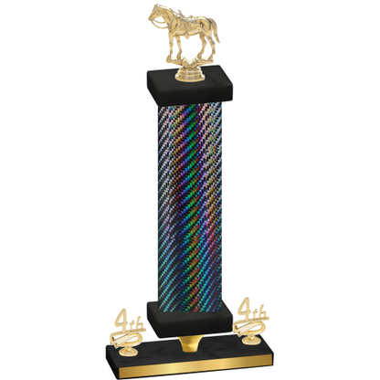 Premium Single Black Carbon Fiber Fourth Place Horses Trophy