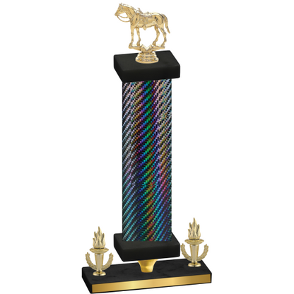 Premium Single Black Carbon Fiber Victory Horses Trophy