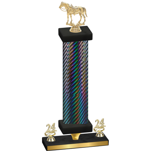 Premium Single Black Carbon Fiber Year Horses Trophy
