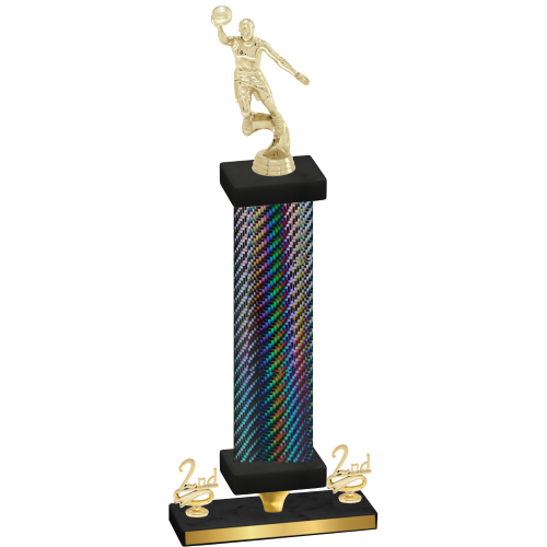 Premium Single Black Carbon Fiber Second Place Basketball Trophy