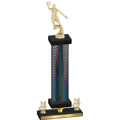 Premium Single Black Carbon Fiber Year Basketball Trophy