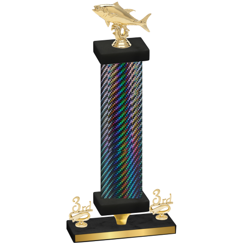 Premium Single Black Carbon Fiber Third Place Fishing Trophy